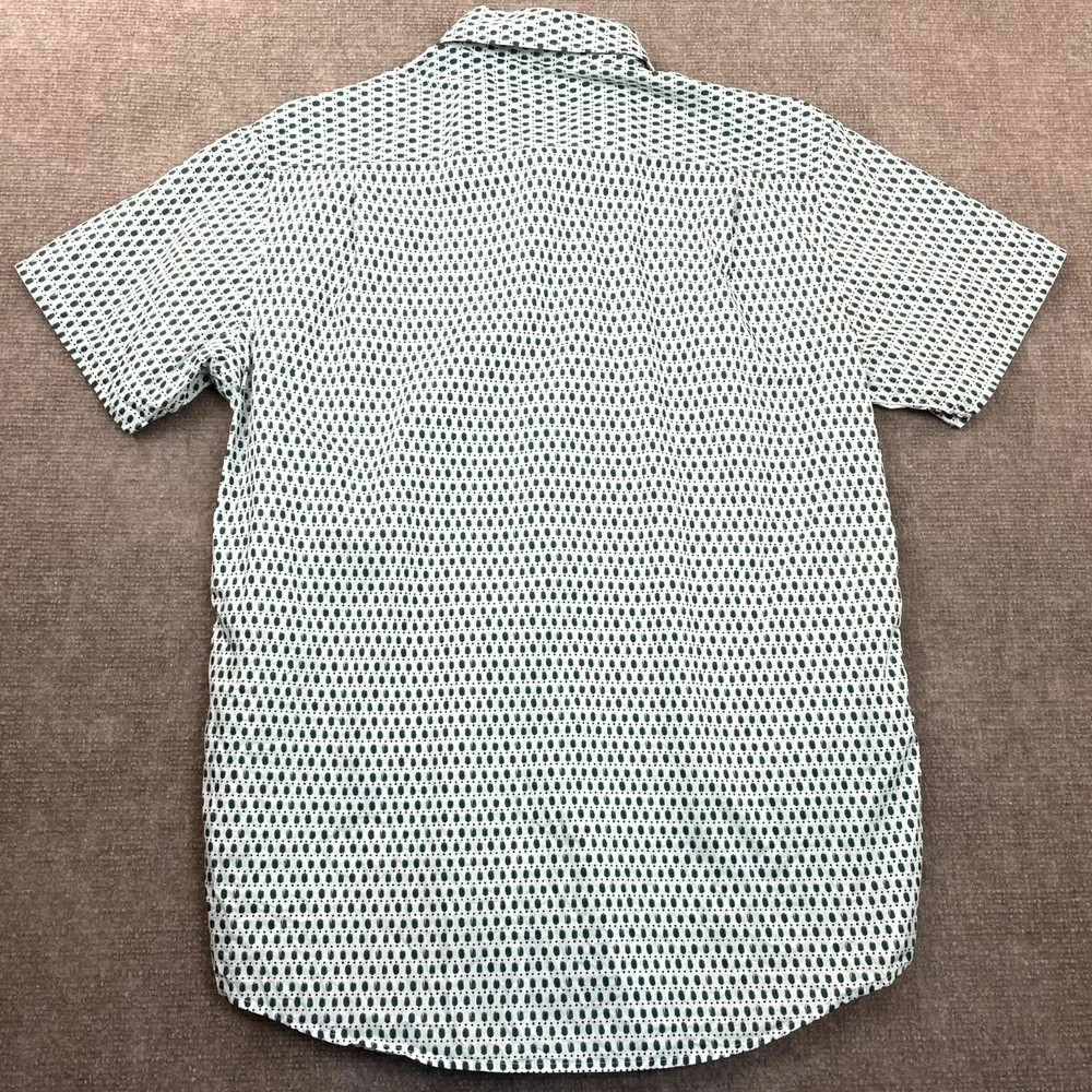 Rodd & Gunn Byron Geo Print Shirt Men XL White Green Cotton Sports Fit Button Up